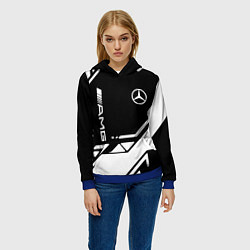 Толстовка-худи женская Mercedes bens geometry, цвет: 3D-синий — фото 2