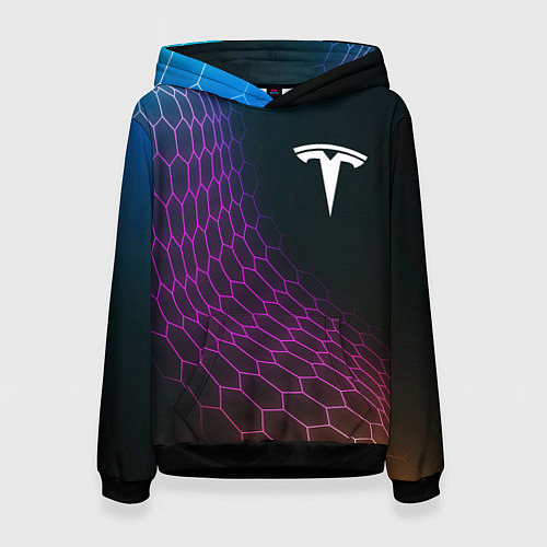 Женская толстовка Tesla neon hexagon / 3D-Черный – фото 1