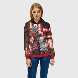 Толстовка-худи женская Понурый киборг, цвет: 3D-красный — фото 2
