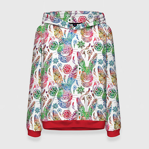 Женская толстовка Узорчатый заяц / 3D-Красный – фото 1