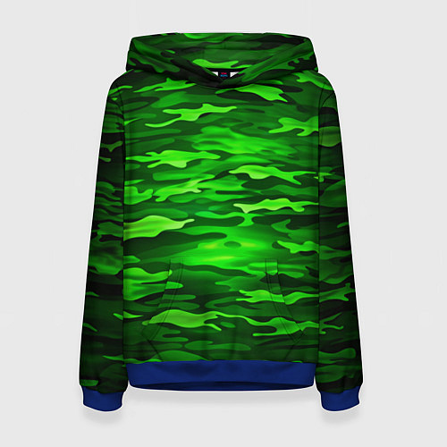 Женская толстовка Зелёные водоросли-камуфляж / 3D-Синий – фото 1