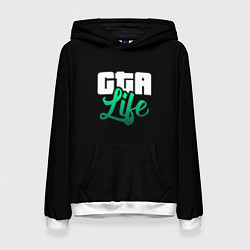 Толстовка-худи женская GTA life logo, цвет: 3D-белый