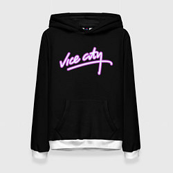 Толстовка-худи женская Vice city logo neon, цвет: 3D-белый