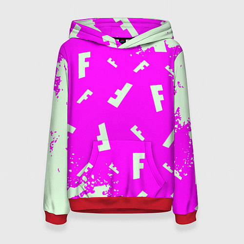 Женская толстовка Fortnite pattern pink / 3D-Красный – фото 1