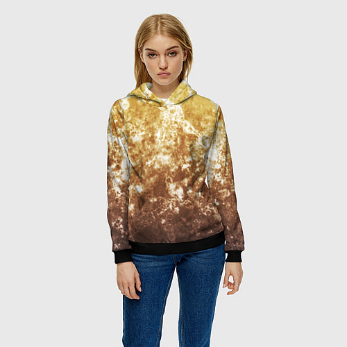 Женская толстовка Абстракция - yellow sad weather / 3D-Черный – фото 3