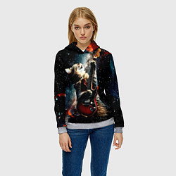 Толстовка-худи женская Космический кот играет на гитаре, цвет: 3D-меланж — фото 2