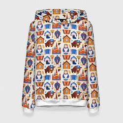 Женская толстовка Славянский узор с матрёшкой - русская душа паттерн