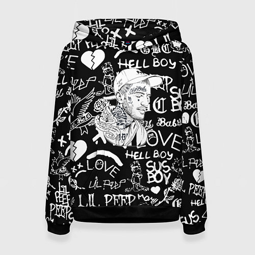 Женская толстовка Lil Peep pattern автографы лого / 3D-Черный – фото 1