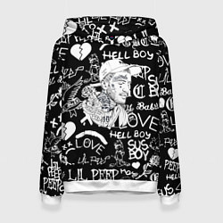 Женская толстовка Lil Peep pattern автографы лого