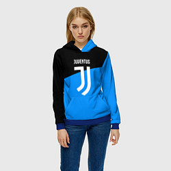 Толстовка-худи женская Ювентус спорт геометрия, цвет: 3D-синий — фото 2