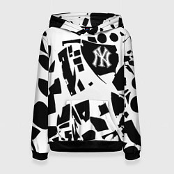 Толстовка-худи женская New York yankees - abstraction, цвет: 3D-черный