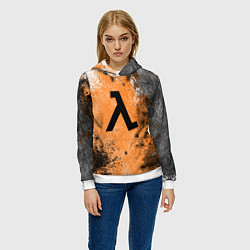 Толстовка-худи женская Half life оранжевые краски, цвет: 3D-белый — фото 2