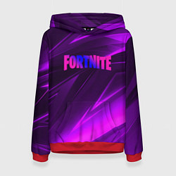 Толстовка-худи женская Fortnite neon stripes angles logo, цвет: 3D-красный