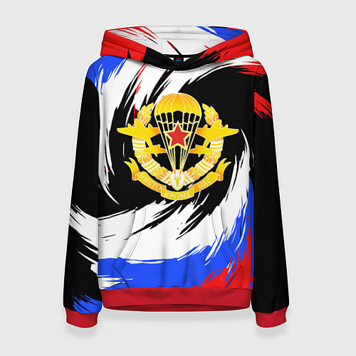 Женская толстовка ВДВ - цвета триколора / 3D-Красный – фото 1
