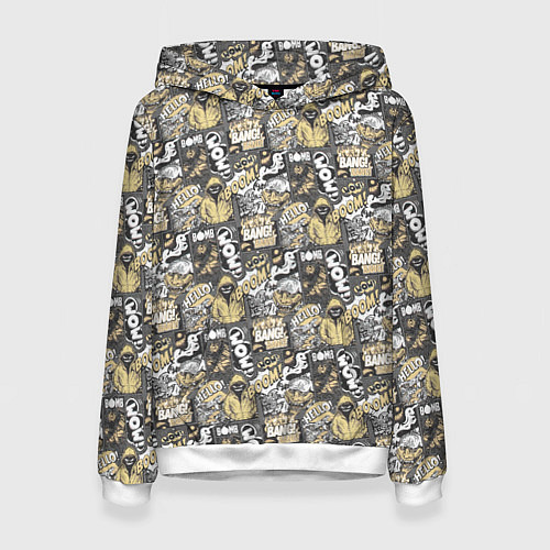 Женская толстовка Комикс инкогнито паттерн поп-арт / 3D-Белый – фото 1
