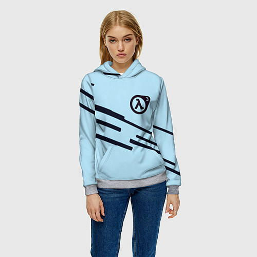 Женская толстовка Half life geometry steel / 3D-Меланж – фото 3