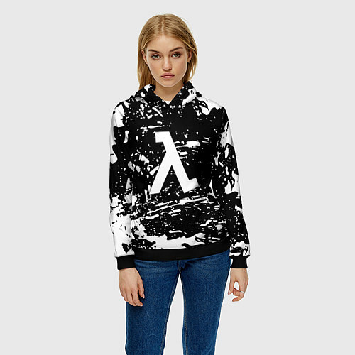 Женская толстовка Half life краски белые игра / 3D-Черный – фото 3