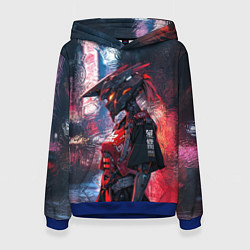 Толстовка-худи женская Девушка-киборг спартиатка, цвет: 3D-синий