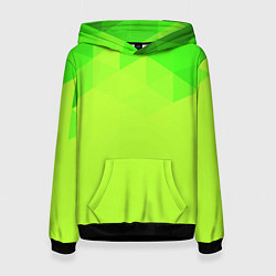 Толстовка-худи женская Кислотная геометрия лайм, цвет: 3D-черный