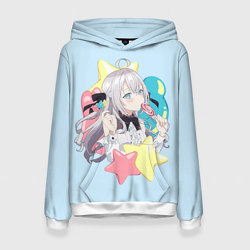 Женская толстовка Алиса - Аля иногда кокетничает со мной по-русски / 3D-Белый – фото 1