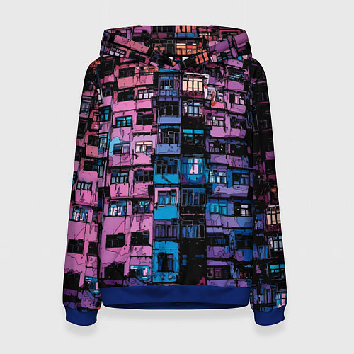 Женская толстовка Панельки мультяшные паттерн-текстура / 3D-Синий – фото 1