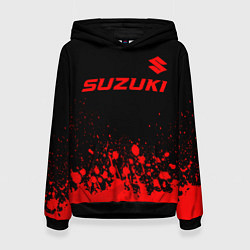 Толстовка-худи женская Suzuki - red gradient посередине, цвет: 3D-черный