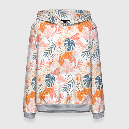 Женская толстовка Паттерн узор листьев / 3D-Меланж – фото 1