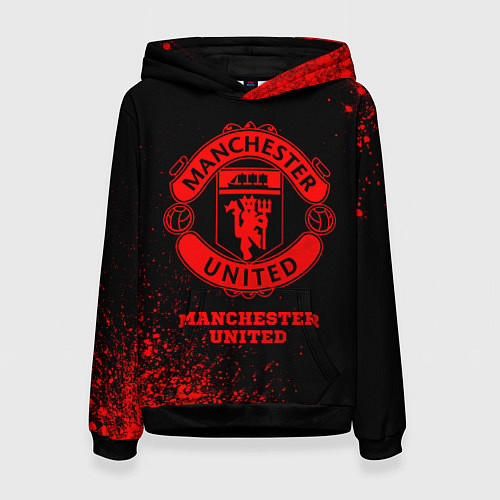 Женская толстовка Manchester United - red gradient / 3D-Черный – фото 1