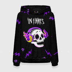 Толстовка-худи женская In Flames неоновый череп, цвет: 3D-черный