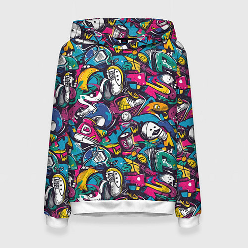 Женская толстовка Граффити спортивные принадлежности / 3D-Белый – фото 1