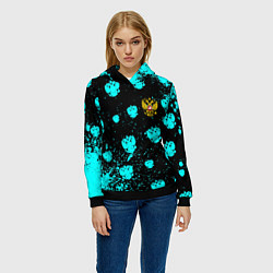 Толстовка-худи женская Герб текстура РФ, цвет: 3D-черный — фото 2