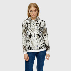 Толстовка-худи женская Black and white abstraction, цвет: 3D-белый — фото 2