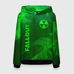 Толстовка-худи женская Fallout - green gradient вертикально, цвет: 3D-черный
