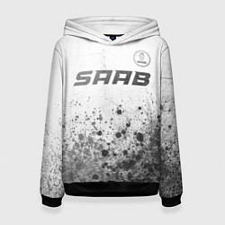 Толстовка-худи женская Saab - white gradient посередине, цвет: 3D-черный