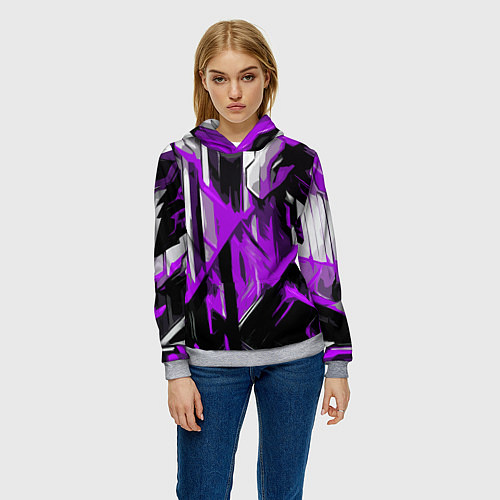 Женская толстовка White and purple abstraction on a black background / 3D-Меланж – фото 3