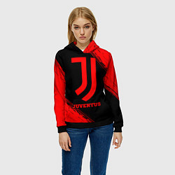 Толстовка-худи женская Juventus - red gradient, цвет: 3D-черный — фото 2