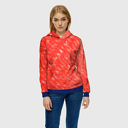 Толстовка-худи женская Красно-белые мазки, цвет: 3D-синий — фото 2