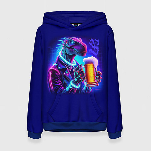 Женская толстовка Неоновый пивозавр - нейроарт фантазия / 3D-Синий – фото 1