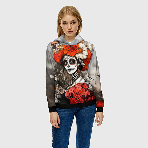 Женская толстовка Катрина в красном / 3D-Черный – фото 3