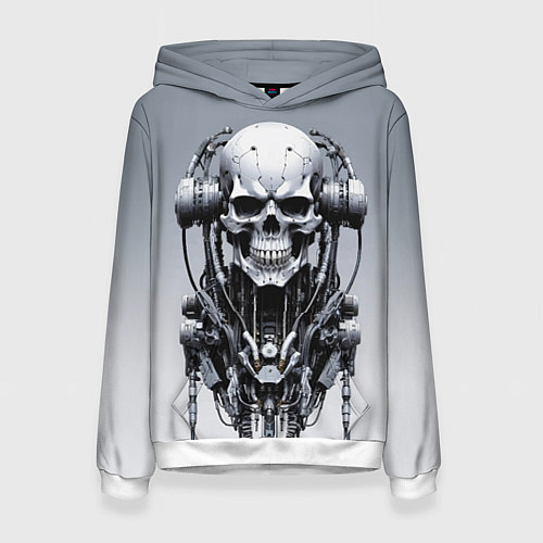 Женская толстовка Cool cyber skull - ai art fantasy / 3D-Белый – фото 1