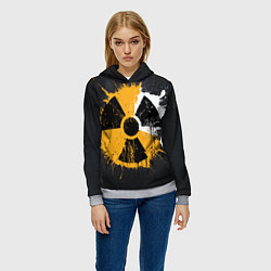 Толстовка-худи женская Знак радиации, цвет: 3D-меланж — фото 2