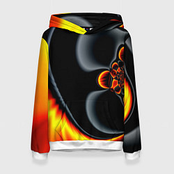 Толстовка-худи женская Фрактальный узор абстракция, цвет: 3D-белый