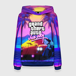 Толстовка-худи женская Vice city retro wave Lambo, цвет: 3D-синий