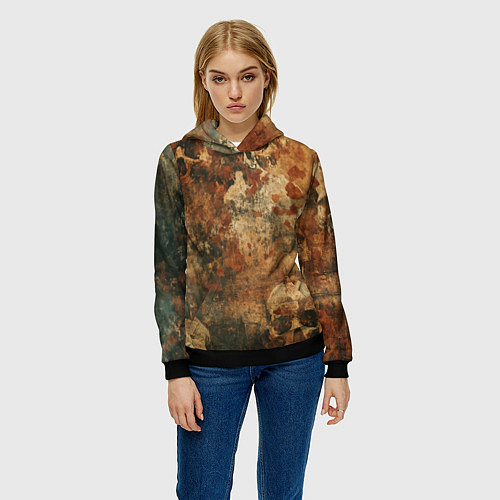 Женская толстовка Грязный гранж с черепами / 3D-Черный – фото 3