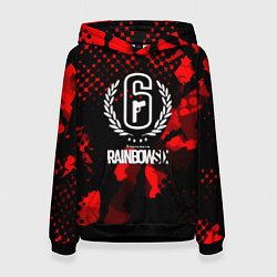 Толстовка-худи женская Радуга 6 текстура, цвет: 3D-черный