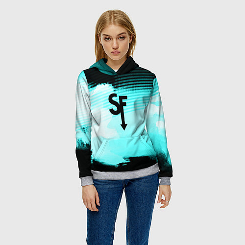 Женская толстовка Sally face geometry / 3D-Меланж – фото 3