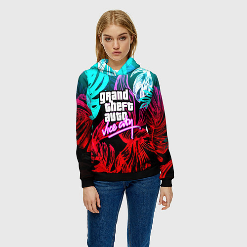 Женская толстовка GTA vice city tropic / 3D-Черный – фото 3
