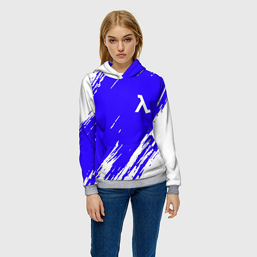 Женская толстовка Half life белые краски / 3D-Меланж – фото 3