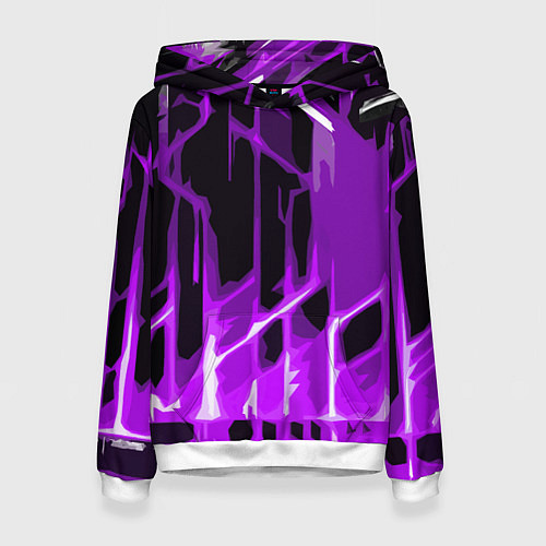 Женская толстовка Abstract purple stripes on a black background / 3D-Белый – фото 1