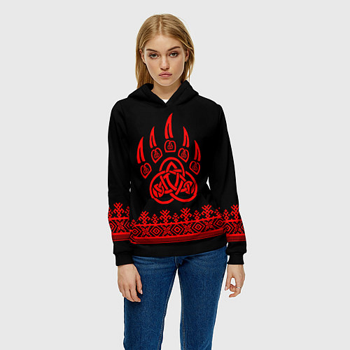 Женская толстовка Славянский узор с символикой велеса / 3D-Черный – фото 3